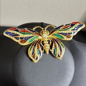 Vintage Camrose & Kross JBK Jackie Kennedy Enamel Butterfly Gold Tone Brooch​​